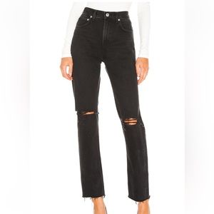 AGOLDE Distressed High Rise Straight Black Jeans